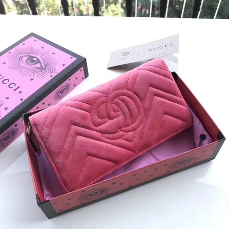 Gucci GG Marmont Velvet Zip Around Wallet 443123 Pink