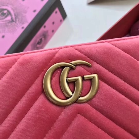 Gucci GG Marmont Velvet Zip Around Wallet 443123 Pink