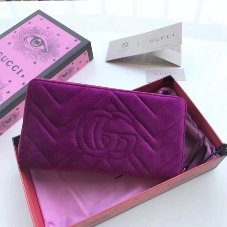 Gucci GG Marmont Velvet Zip Around Wallet 443123 Purple