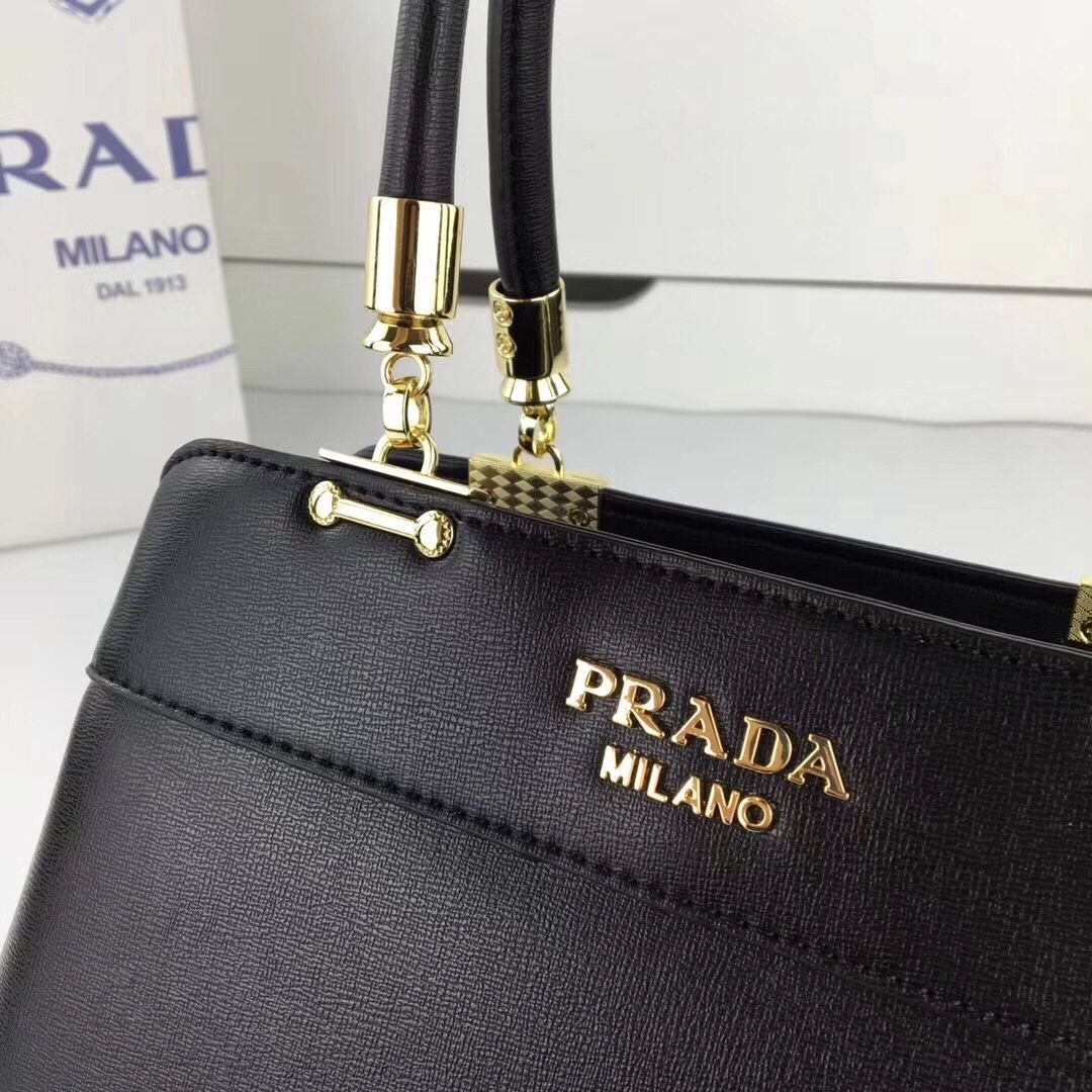 Prada Calfskin Leather Tote Bags 88125 Black