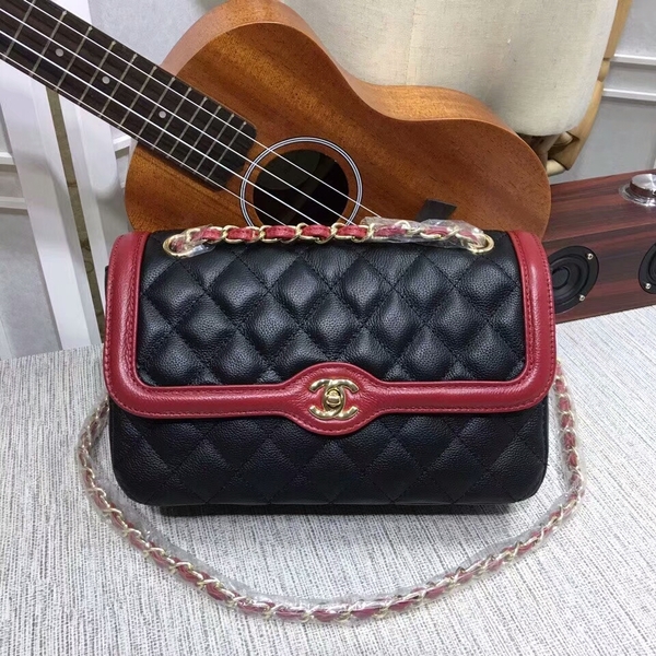 Chanel Calfskin Leather Flap Shoulder Bag 8007A Black