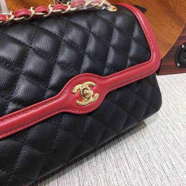 Chanel Calfskin Leather Flap Shoulder Bag 8007A Black