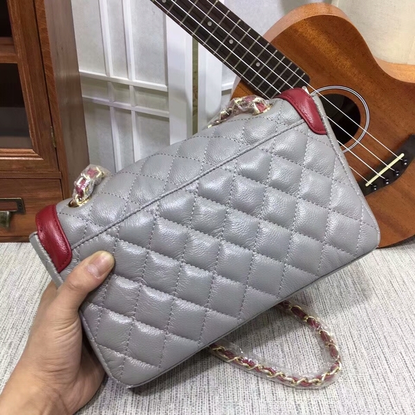 Chanel Calfskin Leather Flap Shoulder Bag 8007A Grey