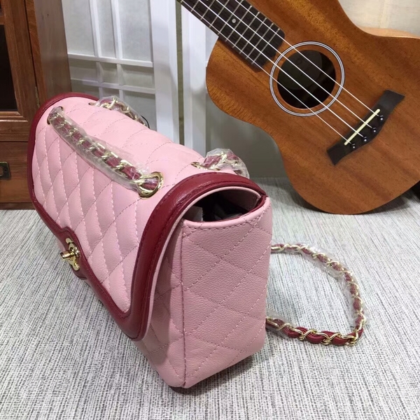 Chanel Calfskin Leather Flap Shoulder Bag 8007A Pink