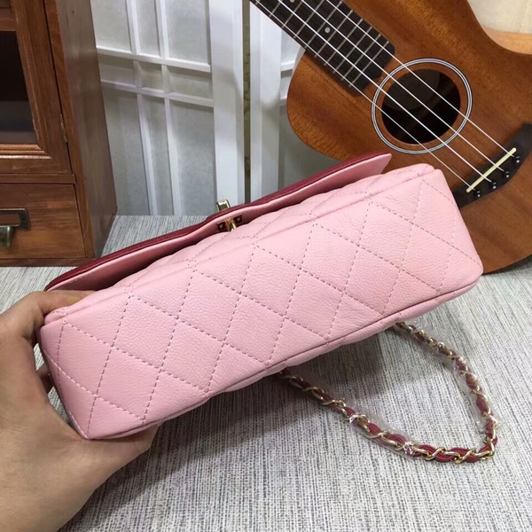 Chanel Calfskin Leather Flap Shoulder Bag 8007A Pink