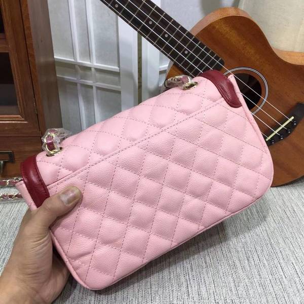 Chanel Calfskin Leather Flap Shoulder Bag 8007A Pink