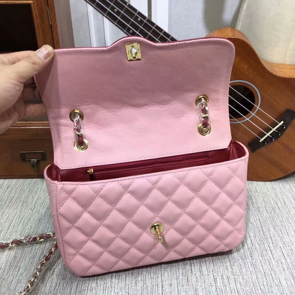 Chanel Calfskin Leather Flap Shoulder Bag 8007A Pink