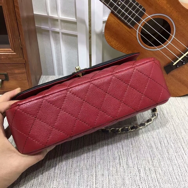 Chanel Calfskin Leather Flap Shoulder Bag 8007A Red