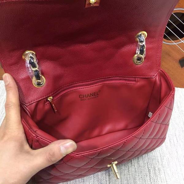 Chanel Calfskin Leather Flap Shoulder Bag 8007A Red