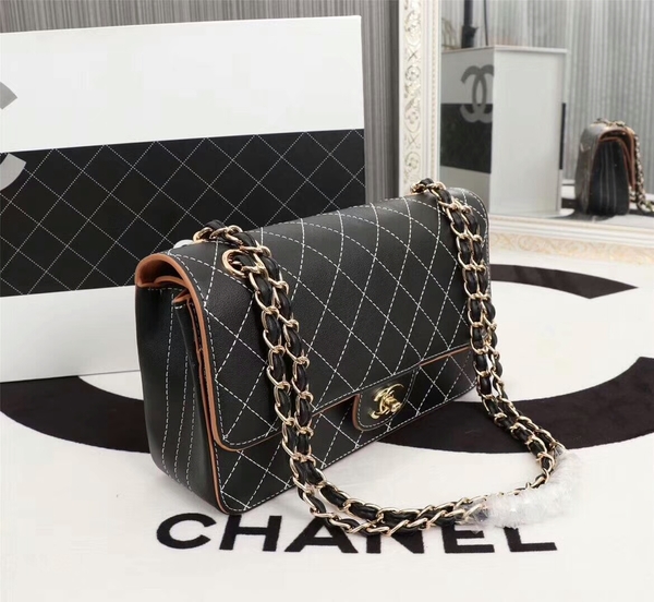Chanel Flap Shoulder Bag Calfskin Leather 8925 Black