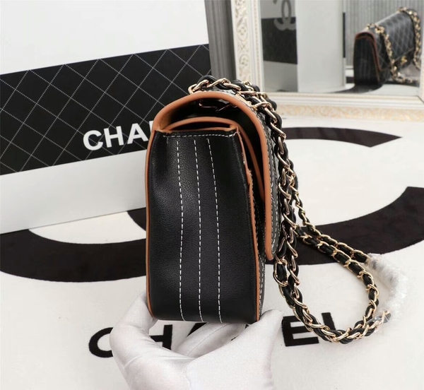 Chanel Flap Shoulder Bag Calfskin Leather 8925 Black
