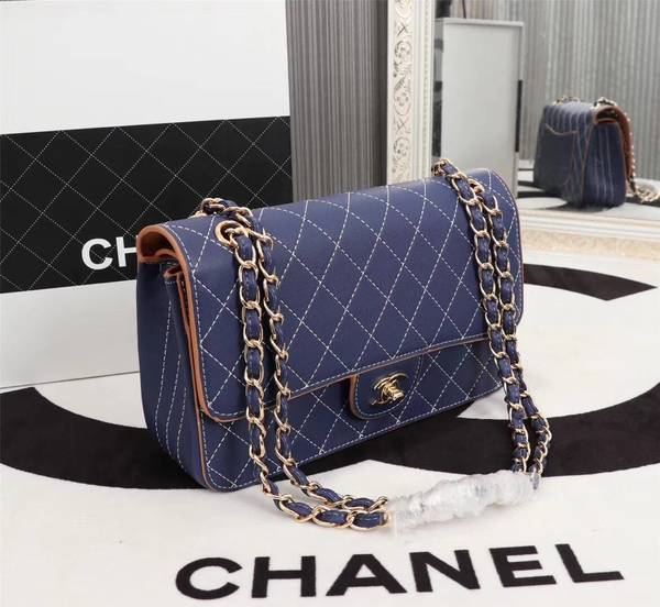 Chanel Flap Shoulder Bag Calfskin Leather 8925 Blue