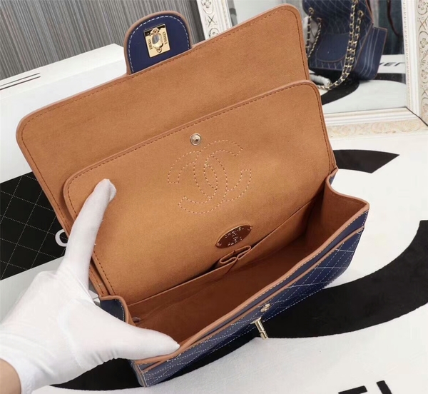 Chanel Flap Shoulder Bag Calfskin Leather 8925 Blue