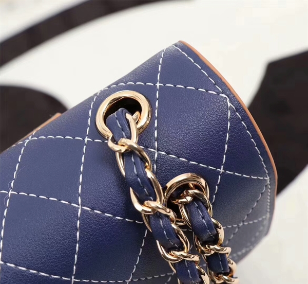 Chanel Flap Shoulder Bag Calfskin Leather 8925 Blue