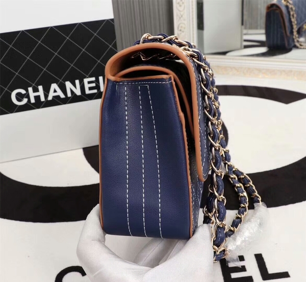 Chanel Flap Shoulder Bag Calfskin Leather 8925 Blue