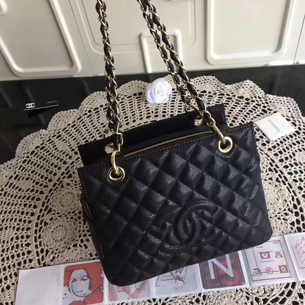 Chanel Caviar Calfskin Leather Tote Bag 18004 Black