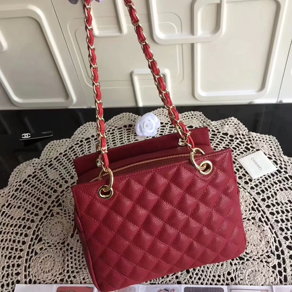 Chanel Caviar Calfskin Leather Tote Bag 18004 Red