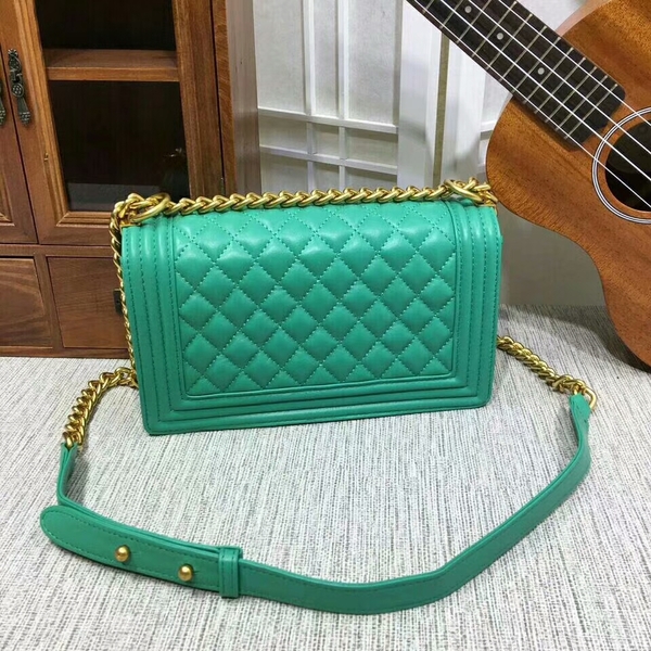 Boy Chanel Flap Shoulder Bag Sheepskin Leather 67086A Green