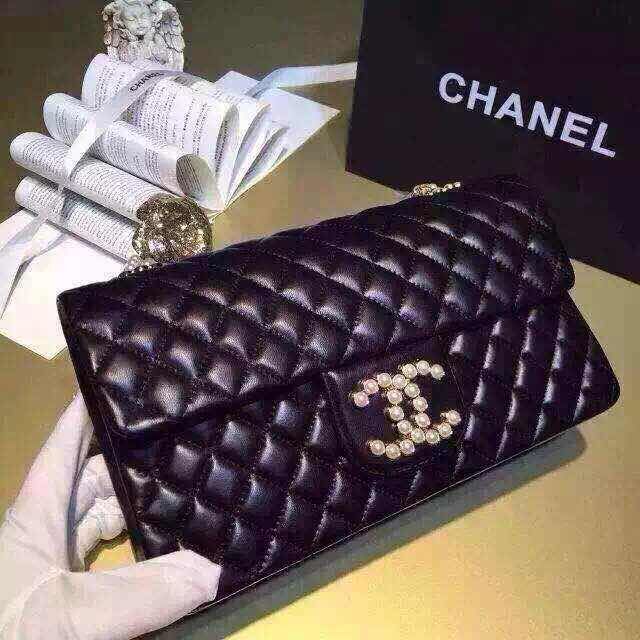 Chanel Sheepskin Leather Flap Shoulder Bag 1112A Black
