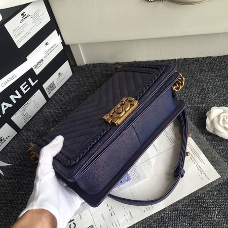 Boy Chanel Flap Bag Original Chevron Leather A67086 Blue