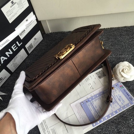 Boy Chanel Flap Bag Original Chevron Leather A67086 Bronze