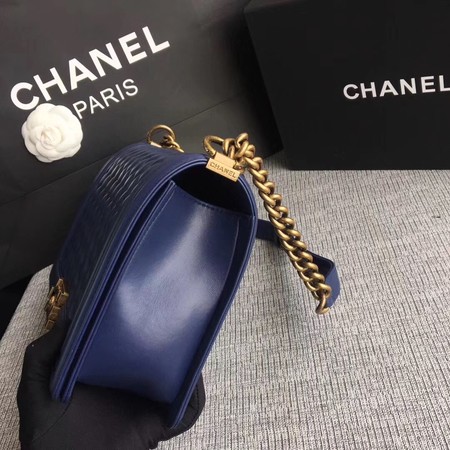 Boy Chanel Flap Bags Original Sheepskin Leather A67088 Blue