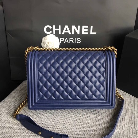 Boy Chanel Flap Bags Original Sheepskin Leather A67088 Blue