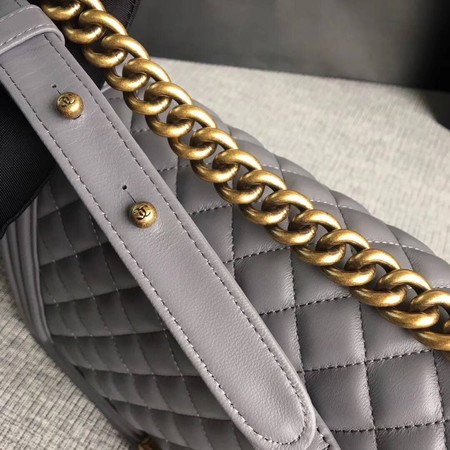 Boy Chanel Flap Bags Original Sheepskin Leather A67088 Grey