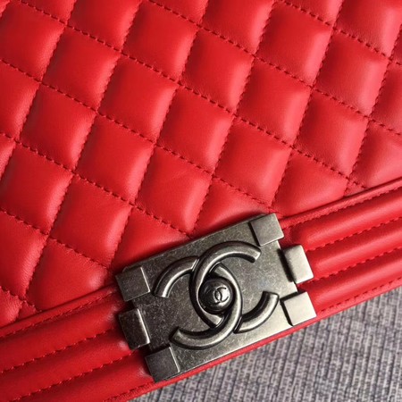 Boy Chanel Flap Bags Original Sheepskin Leather A67088 Red