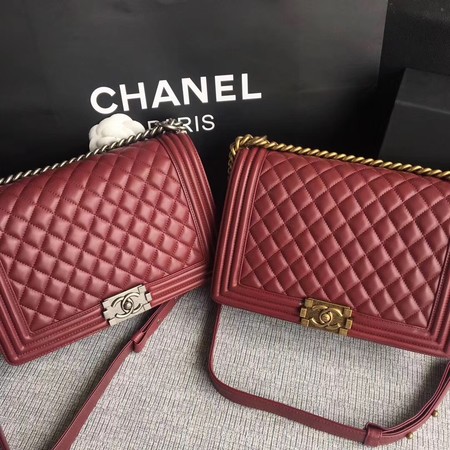 Boy Chanel Flap Bags Original Sheepskin Leather A67088 Wine