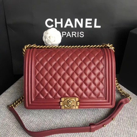 Boy Chanel Flap Bags Original Sheepskin Leather A67088 Wine