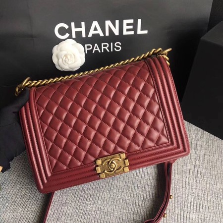 Boy Chanel Flap Bags Original Sheepskin Leather A67088 Wine