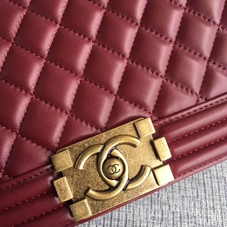 Boy Chanel Flap Bags Original Sheepskin Leather A67088 Wine