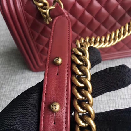 Boy Chanel Flap Bags Original Sheepskin Leather A67088 Wine