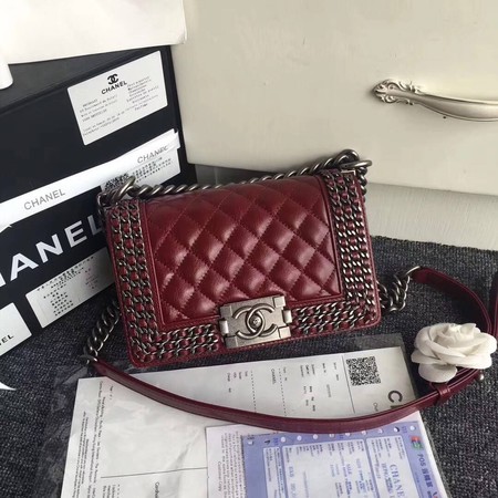 Boy Chanel Flap Shoulder Bag Sheepskin Leather A67085 Red