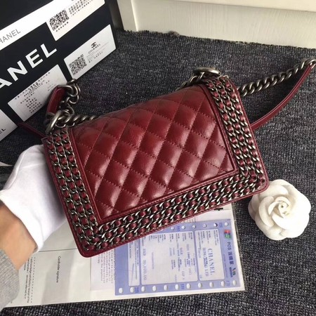 Boy Chanel Flap Shoulder Bag Sheepskin Leather A67085 Red