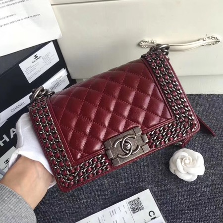 Boy Chanel Flap Shoulder Bag Sheepskin Leather A67085 Red