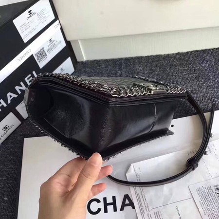 Boy Chanel Flap Shoulder Bag Sheepskin Leather A67086C Black