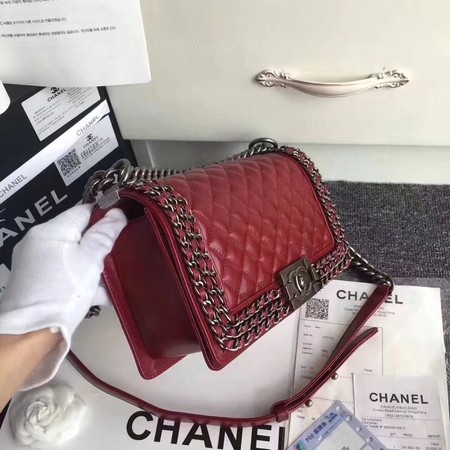 Boy Chanel Flap Shoulder Bag Sheepskin Leather A67086C Red