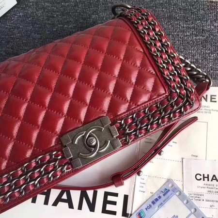 Boy Chanel Flap Shoulder Bag Sheepskin Leather A67086C Red