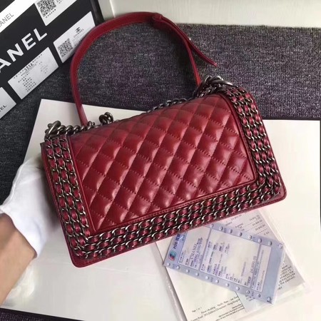Boy Chanel Flap Shoulder Bag Sheepskin Leather A67086C Red