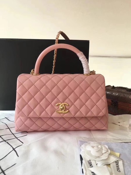 Chanel Classic Top Handle Bag Pink Original Leather A92292 Gold