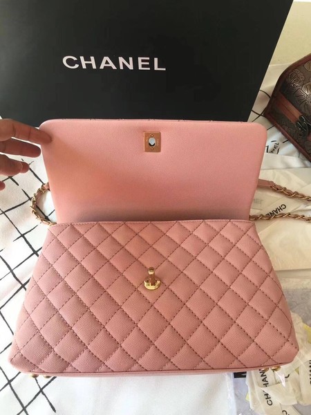 Chanel Classic Top Handle Bag Pink Original Leather A92292 Gold