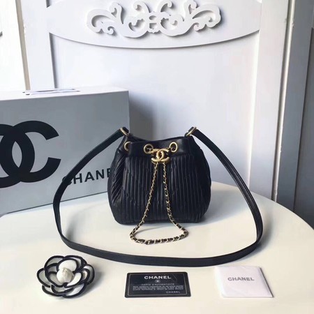 Chanel Hobo Bag Original Sheepskin Leather A35612 Black