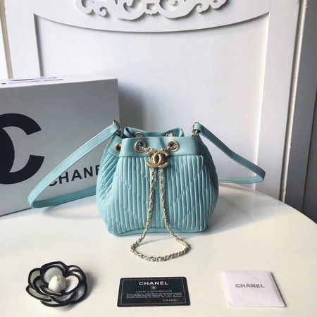 Chanel Hobo Bag Original Sheepskin Leather A35612 SkyBlue