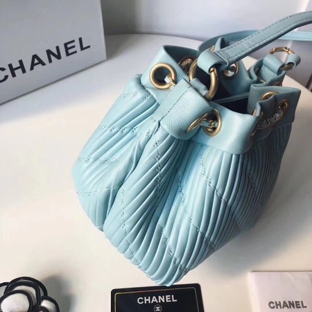 Chanel Hobo Bag Original Sheepskin Leather A35612 SkyBlue