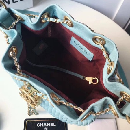 Chanel Hobo Bag Original Sheepskin Leather A35612 SkyBlue