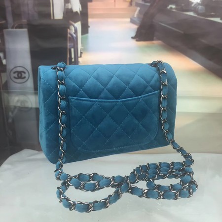 Chanel mini Classic Flap Bag Original Velet Leather A1116 Blue
