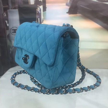 Chanel mini Classic Flap Bag Original Velet Leather A1116 Blue