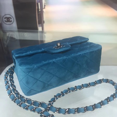 Chanel mini Classic Flap Bag Original Velet Leather A1116 Blue